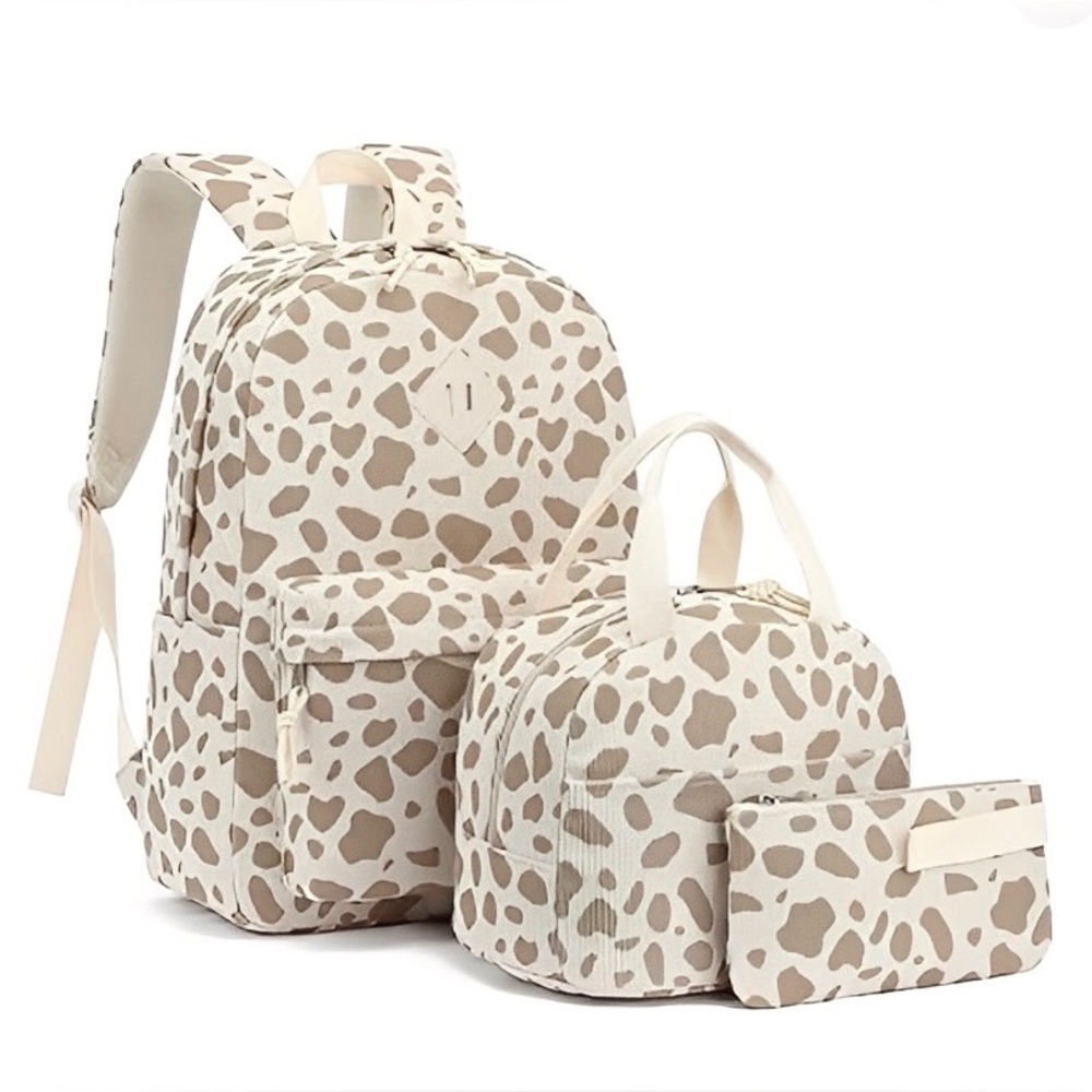 NEW Kids 3 in 1 Backpack, Lunch Pail, & Pencil Case Bag Tear Resistant Corduroy